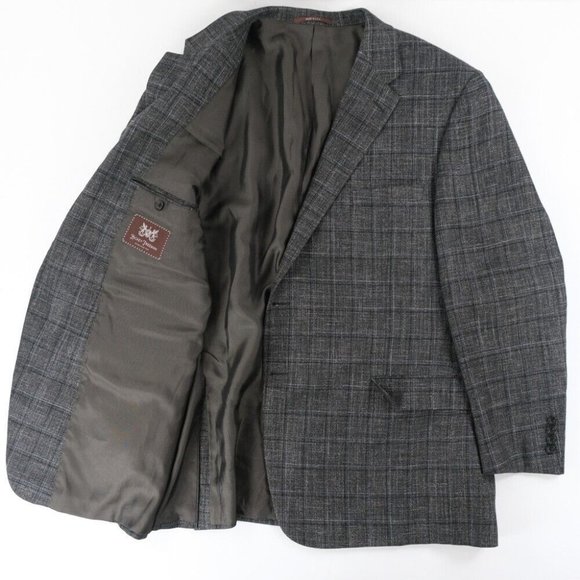 Modern Hickey Freeman Custom Sport Coat Men 53R Knit Wool USA Suit Jacket Gray - Picture 2 of 12